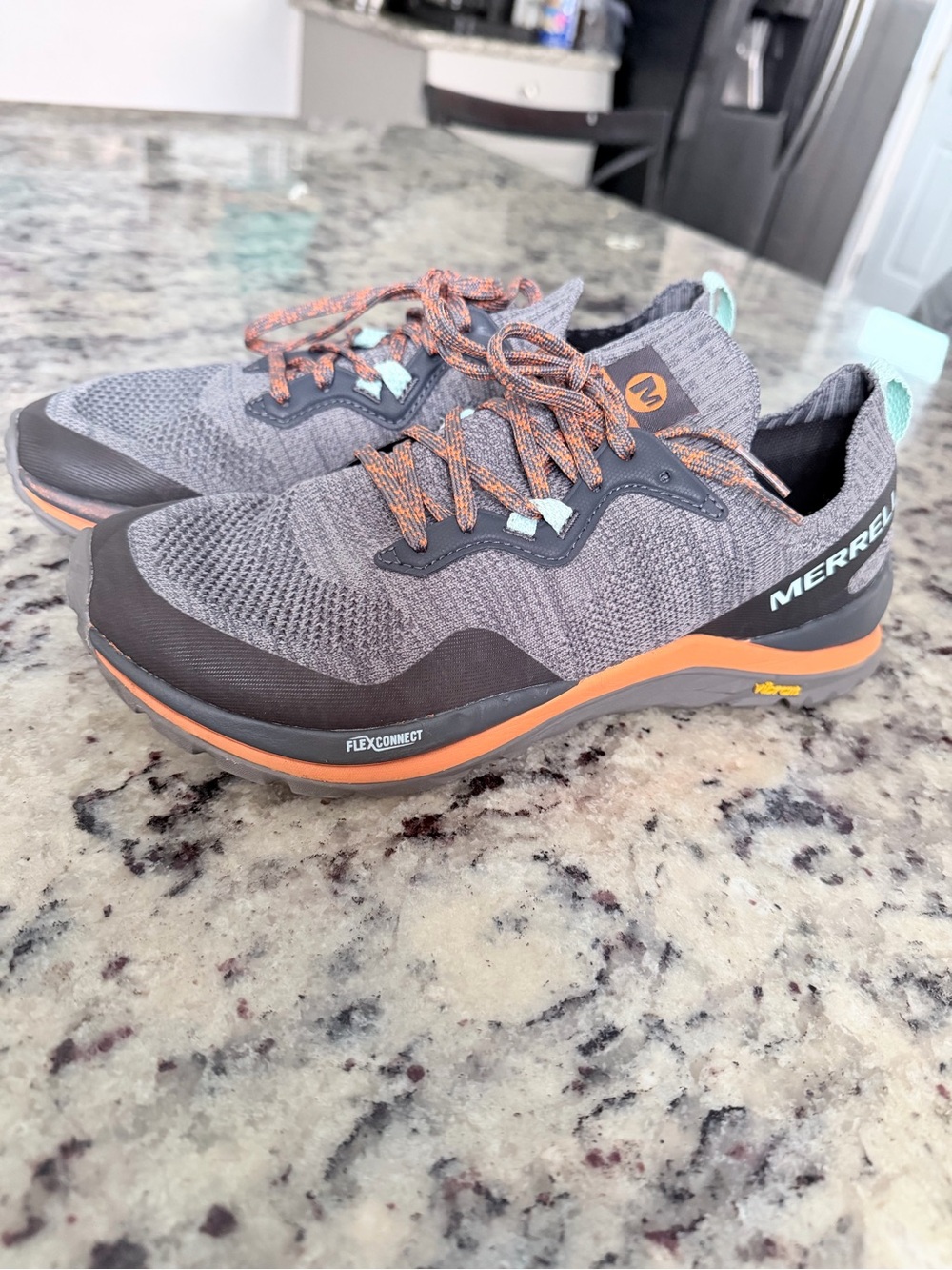Merrell Women's Gray and Orange Knit Trail Runners